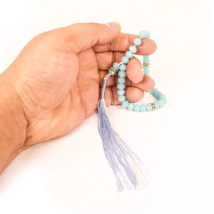 تسبیح کریستال 33 عددی سایز 8 رنگ فیروزه ای کد 0372