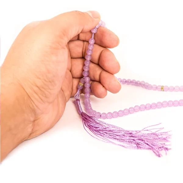 تسبیح 101 عددی دانه طرح سنگی رنگ یاسی کد 0402