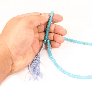 تسبیح 101 عددی دانه طرح سنگی رنگ فیروزه ای کد 0400