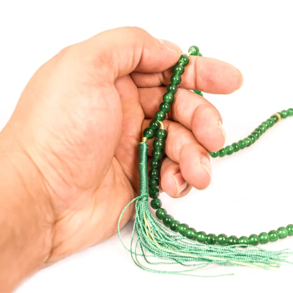 تسبیح 101 عددی دانه طرح سنگی رنگ سبز کد 0399