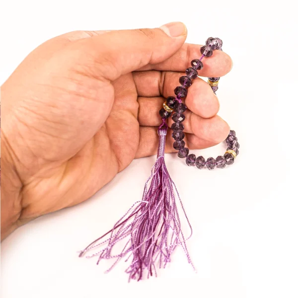 تسبیح کریستال 33 عددی سایز 8 رنگ بنفش کد 0373