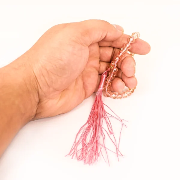 تسبیح کریستال 33 عددی سایز 8 رنگ صورتی کد 0369