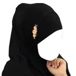 مقنعه دو تکه گل دوزی بچه گانه ویسکوز مشکی گلدوزی گلبهی کد 2203