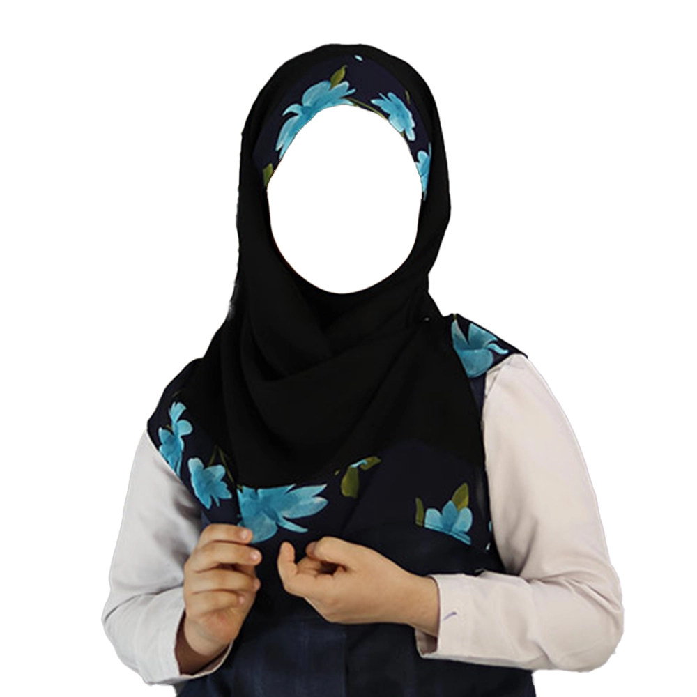 مقنعه نرگس مشکی طرح 1 کد 4019 مقنعه نرگس مشکی طرح 1 کد 4019