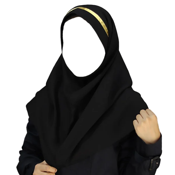 مقنعه تل دار 100 بروجرد مشکی تل کرم کد 2932