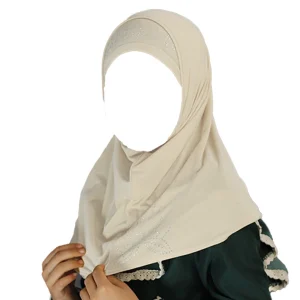 مقنعه دو تکه بچه گانه ریون رنگ کرم کد 2200