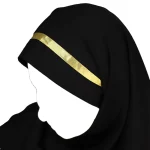 مقنعه تل دار 100 بروجرد مشکی تل کرم کد 2932