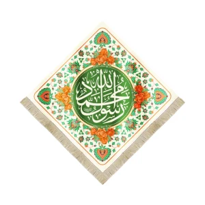 کتیبه لوزی مخمل محمد رسول الله طرح گل و برگ