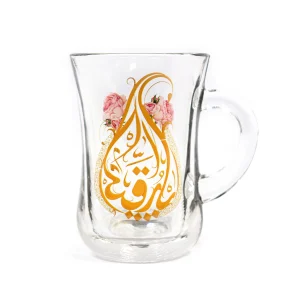 استکان کمر باریک دسته دار یا رقیه طرح اشک کد 0466