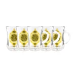 استکان کمرباریک دسته دارحسین منی وانامن حسین طلایی 6 عددی کد 1885