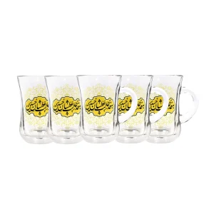 استکان کمر باریک دسته دار به فدای لب عطشان حسین 6 عددی کد 1881