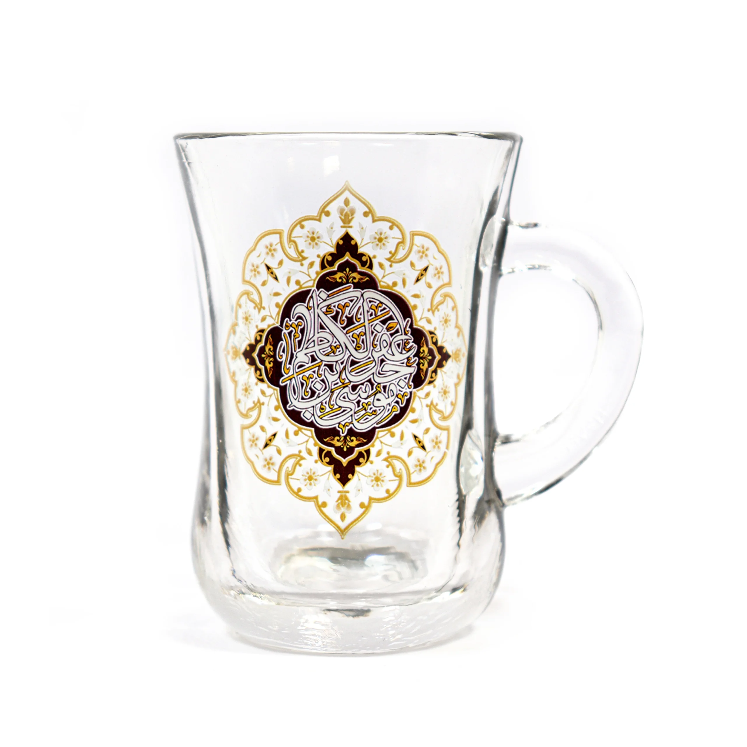 استکان کمر باریک دسته دار موسی بن جعفر الکاظم کد 0104 استکان کمر باریک دسته دار موسی بن جعفر الکاظم کد 0104