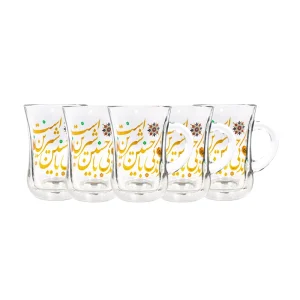 استکان کمر باریک دسته دار زندگی با حسین شیرین است 6 عددی کد 1883