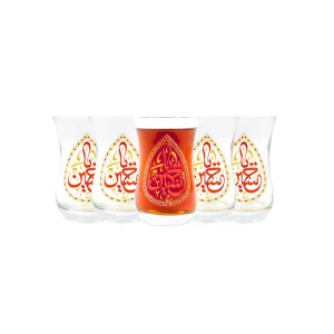 استکان کمر باریک یا حسین طرح اشک 6 عددی کد 1878