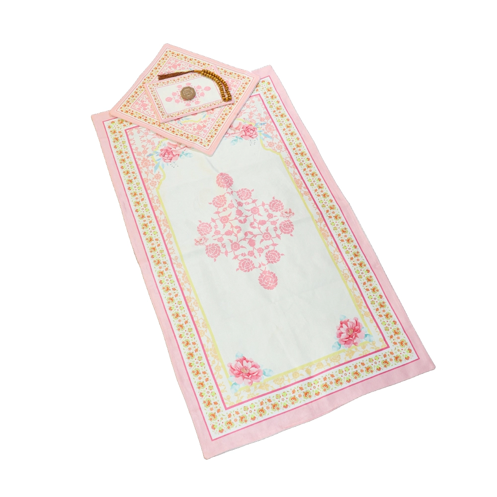 سجاده جانماز مخمل سه تیکه طرح نیایش صورتی کد 0578 سجاده جانماز مخمل سه تیکه طرح نیایش صورتی کد 0578