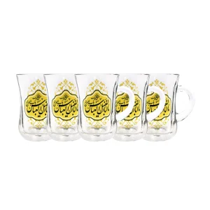 استکان کمر باریک دسته دار یا اباالفضل العباس 6 عددی کد 1417