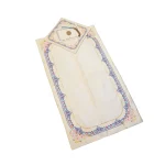 سجاده جانماز مخمل سه تیکه طرح گل کرم کد 0581