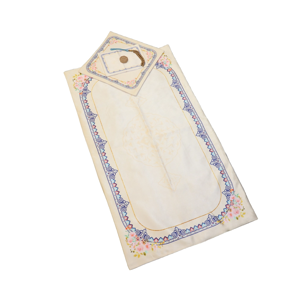 سجاده جانماز مخمل سه تیکه طرح گل کرم کد 0581 سجاده جانماز مخمل سه تیکه طرح گل کرم کد 0581