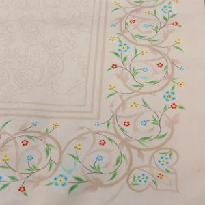 سجاده جانماز مخمل سه تیکه طرح بهشت کرم کد 0588