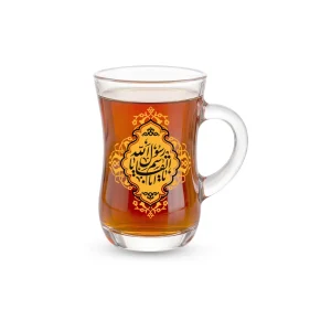 استکان کمر باریک دسته دار یا ابا القاسم یا رسول کد 0537