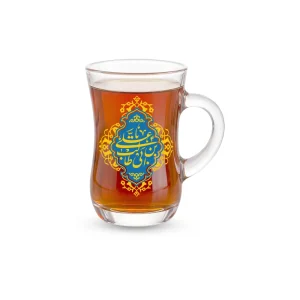 استکان کمر باریک دسته دار یا علی بن ابی طالب کد 1299