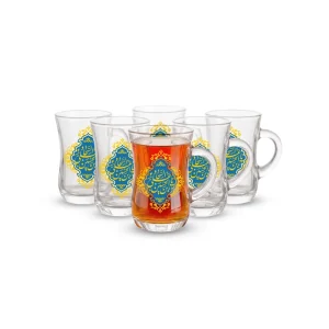 استکان کمر باریک دسته دار یا علی بن الحسین السجاد 6عددی کد 0256