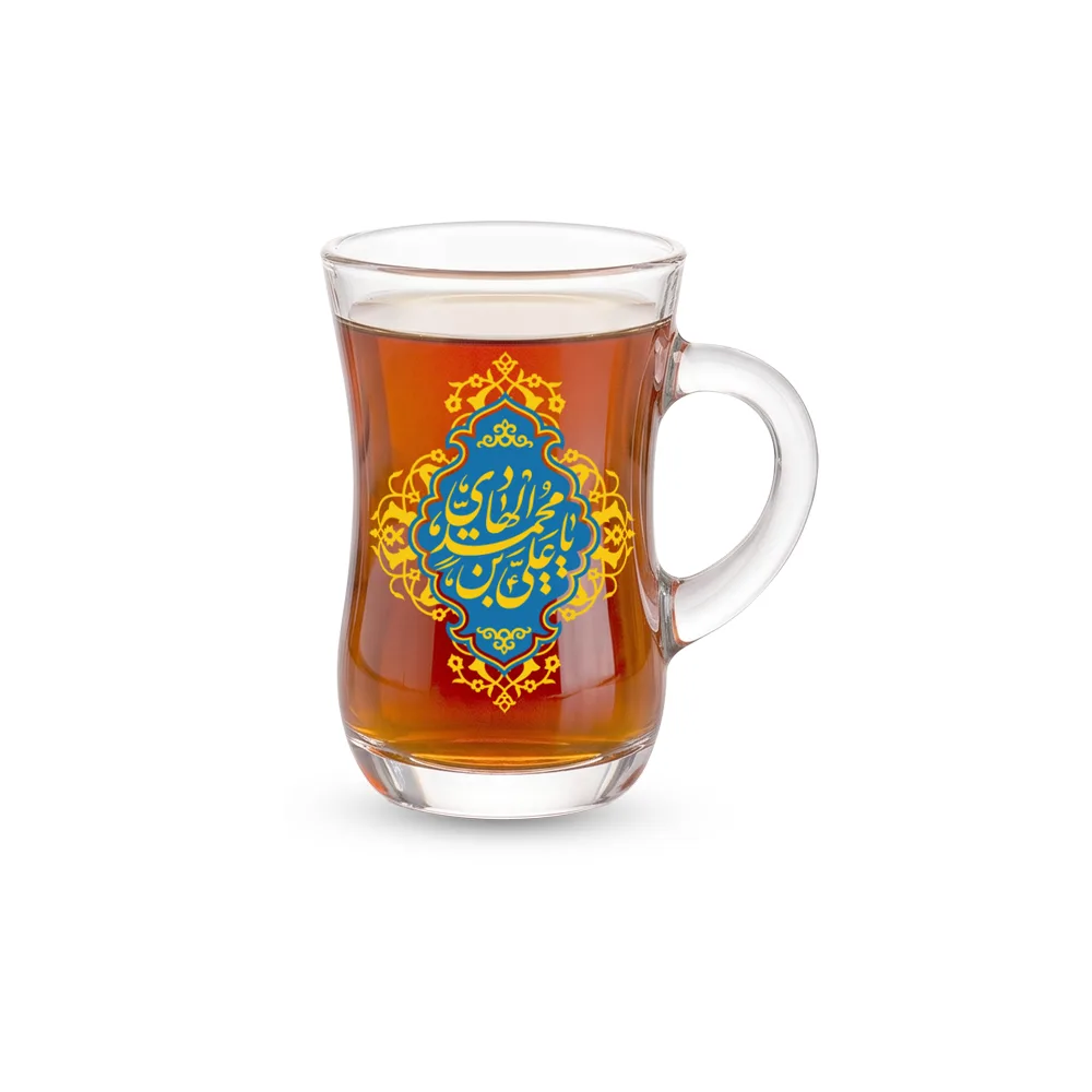 waisted-tea-glass-with-handle-ya-ali-ibn-muhammad-al-hadi-code-0235 استکان کمر باریک دسته دار یا علی بن محمد الهادی کد 0235