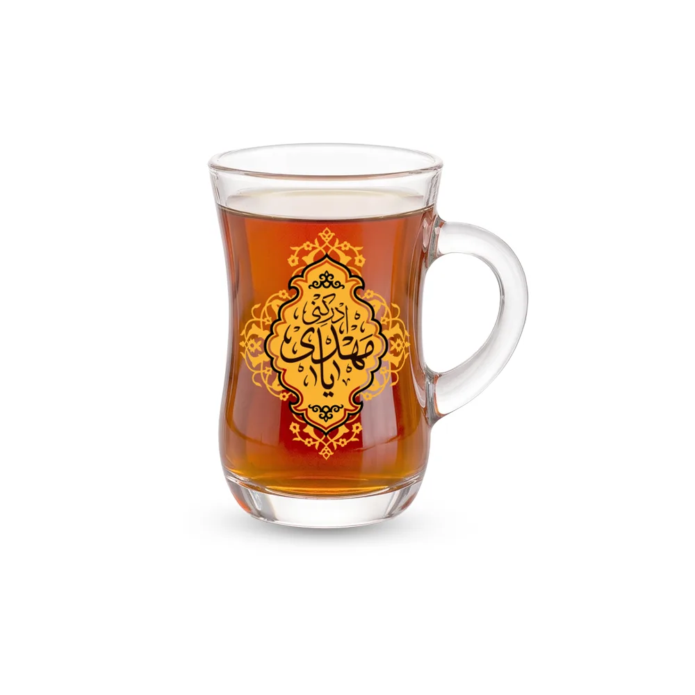 waisted-tea-glass-with-handle-ya-mahdi-adrikni-code-1274 استکان کمر باریک دسته دار یا مهدی ادرکنی کد 1274