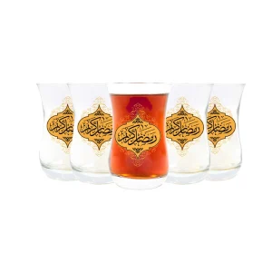 استکان کمر باریک بدون دسته رمضان کریم 6 عددی کد 0602