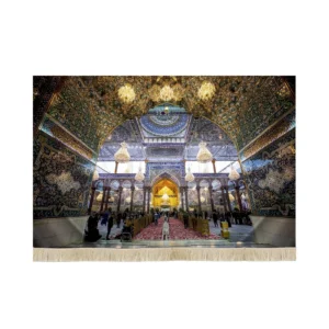 کتیبه مخمل تصویری باب قبله حرم امام حسین علیه السلام