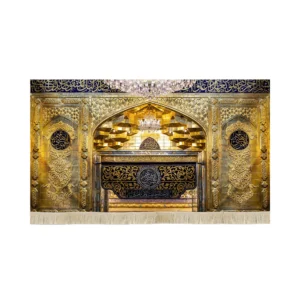 کتیبه مخمل تصویری سر در ورودی حرم حضرت عباس یا قمر بنی هاشم