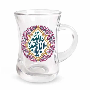 استکان کمر باریک دسته دار محرم یا اباعبدالله شش عددی کد 2684