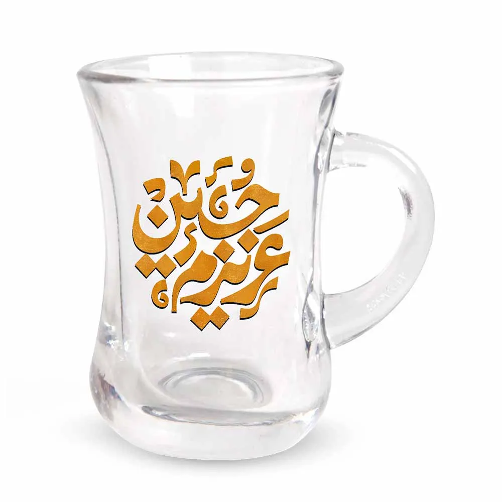 استکان کمر باریک دسته دار محرم عزیزم حسین شش عددی کد 2688