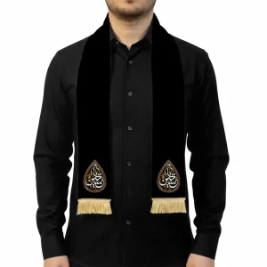 شال محرم مخمل یا حسین طرح اشکی کد 2284