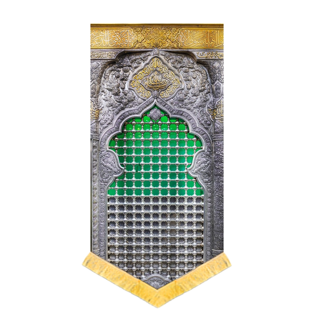 کتیبه محرم تصویری مخمل ضریح امام حسین سبز کد 60148