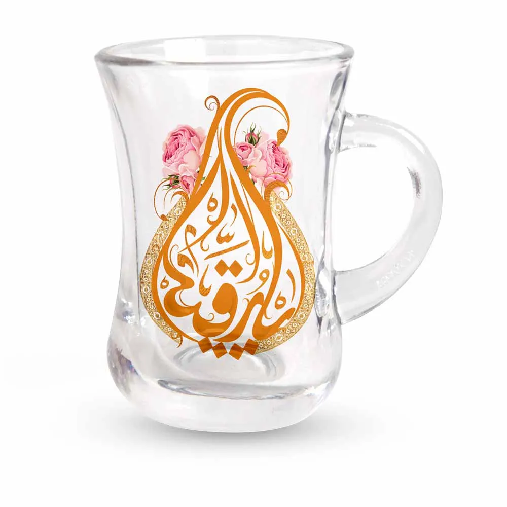 استکان کمر باریک دسته دار محرم یا رقیه علیه السلام شش عددی کد 0485