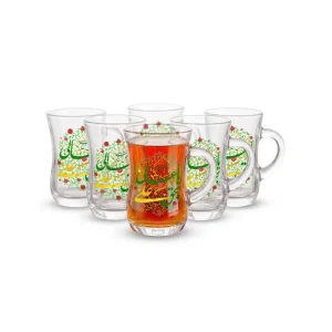 استکان کمر باریک دسته دار غدیر یا عالی و بحق علی 6عددی کد 1945