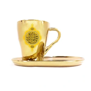 ست فنجان و سینی طلایی حسین و منی و انا من حسین کد 1898