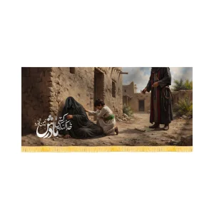 کتیبه فاطمیه تصویری مخمل افقی خدا کند کسی مادرش کد 60590